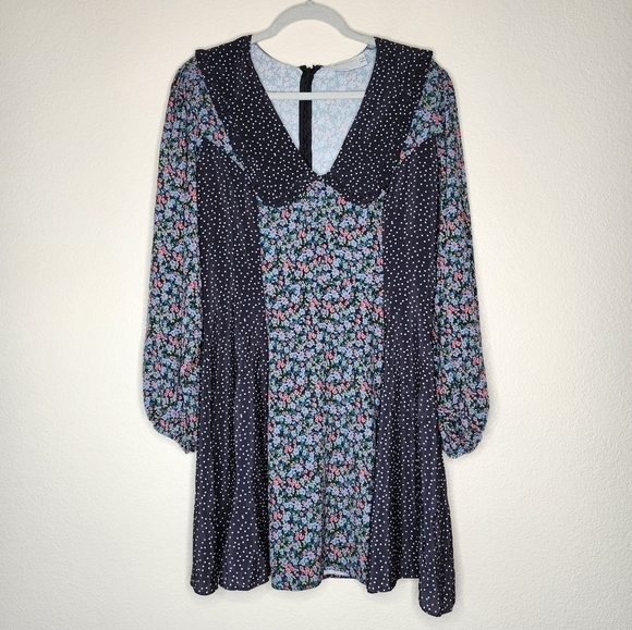 Asos Design Mixed Floral Button Front Skater Mini Dress 10 - Picture 5 of 9